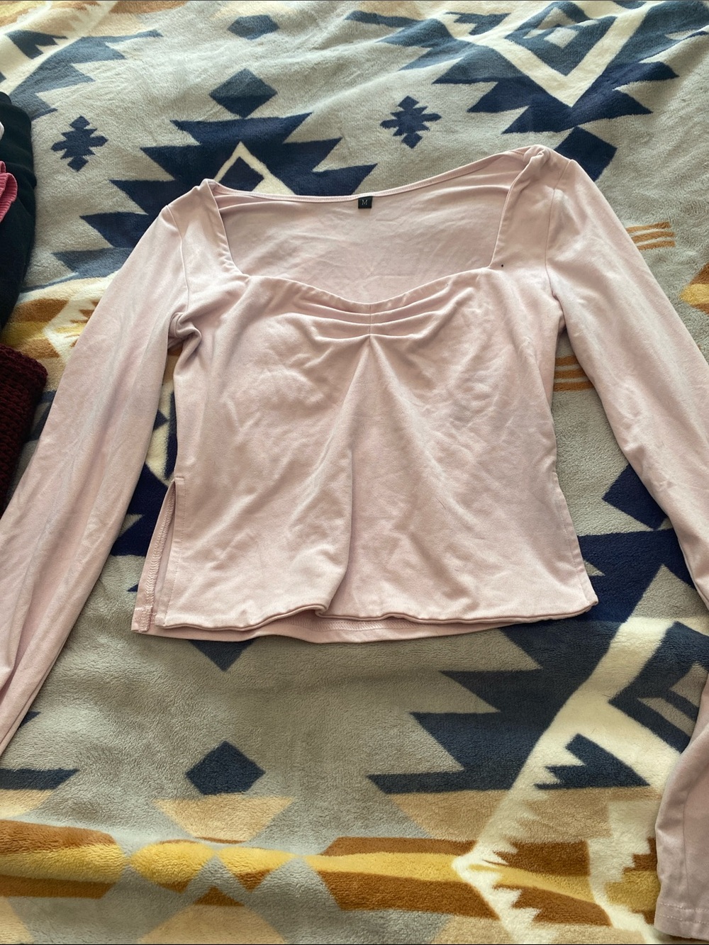 Women's Blush Square-Neck Long Sleeve Tee